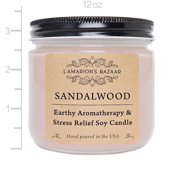 SANDALWOOD- Earthy Aromatherapy & Stress Relief - 100% Soy Candle- Made to order - Picture 2 of 3